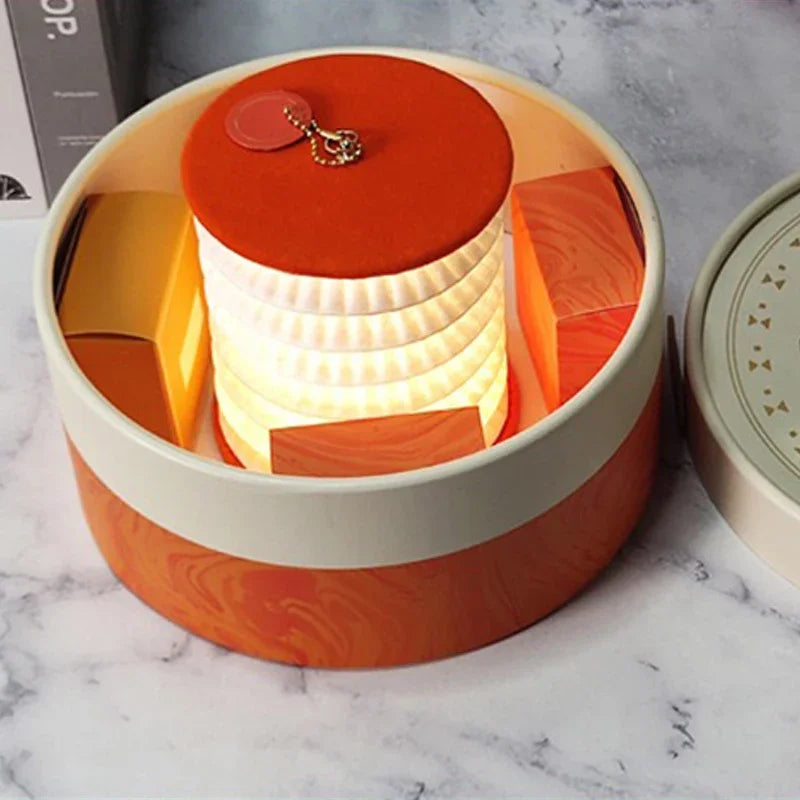 Faltbare Laternen-Nachtlampe, Aus Papier Und Walnuss