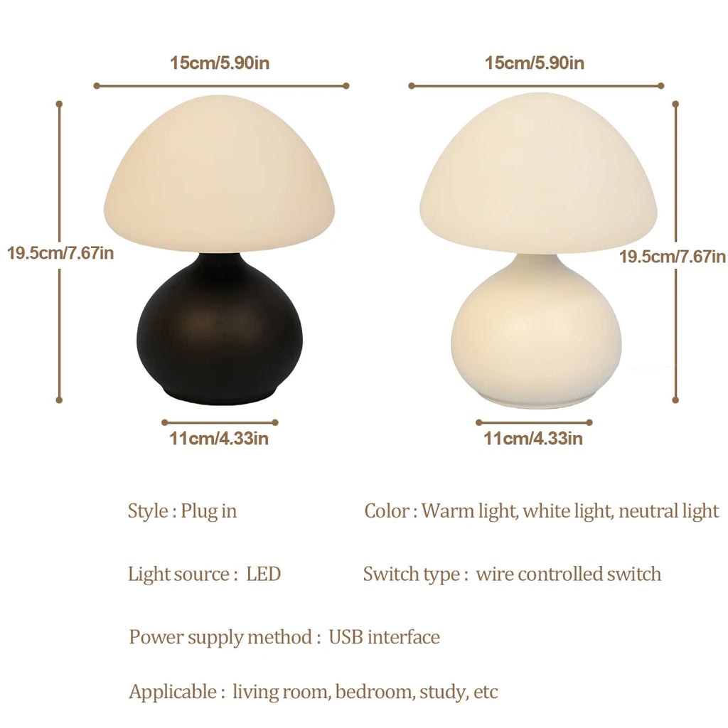 Moderne Minimalistische Pilz-Tischlampe, 3 Farben Dimmbar