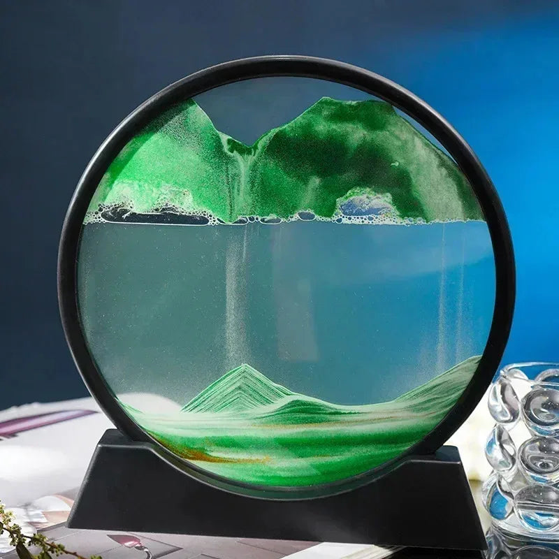 Bewegtes Sandkunst-Bild Aus Glas, Rundes Tiefsee-Design