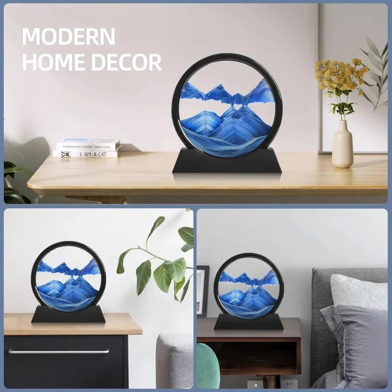 Bewegtes Sandkunst-Bild Aus Glas, Rundes Tiefsee-Design
