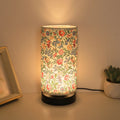 Zylindrische Tischlampe Aus Leinen, Vintage-Blumen-Nachtlicht